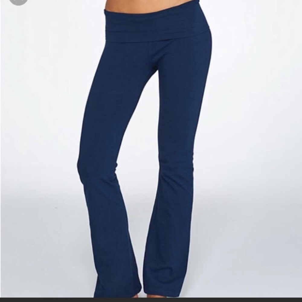 NWT Solow Yoga Jersey Foldover Pant Navy Blue